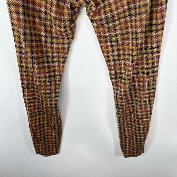 J.McLaughlin Becca Skinny Leggings Pants Tattersall Check Brown Size 6 - Picture 7 of 9